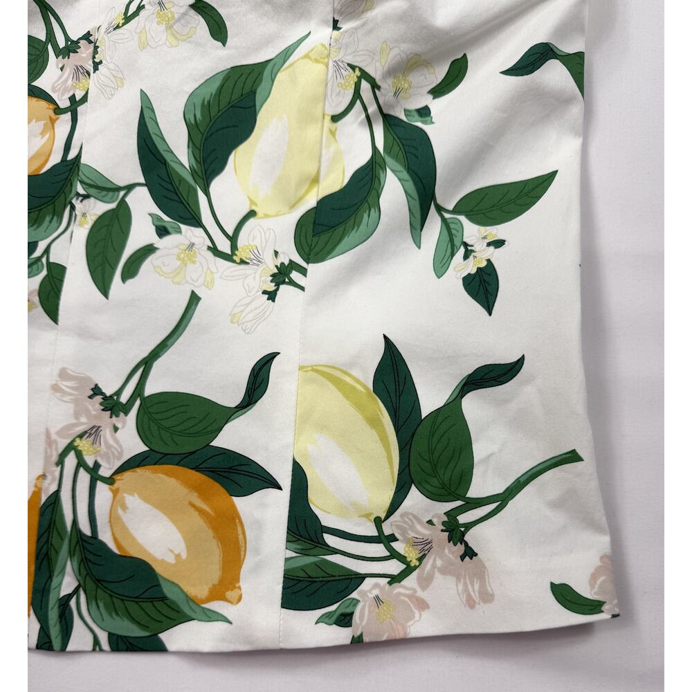 Ann Taylor Top Blouse One Shoulder halter strap White Lemon Print 6 zipper - Picture 3 of 10